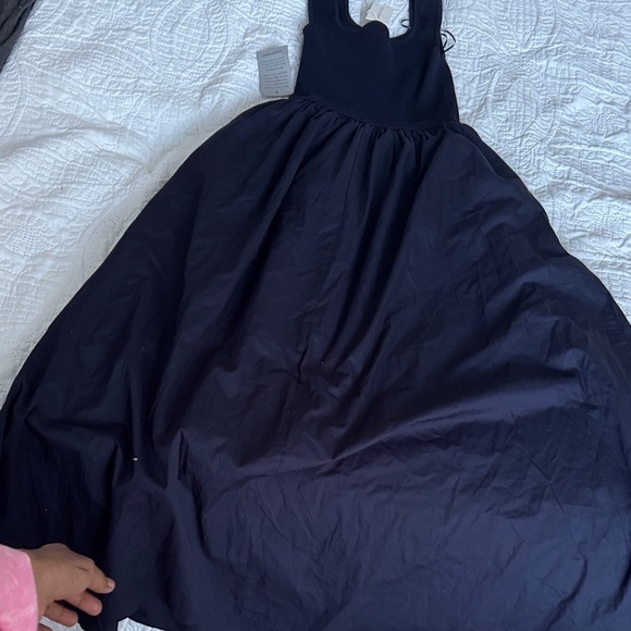 NWT MOON RIVER Sweater Top Eyelet Detail Midi Dress NAVY medium - Picture 12 of 15